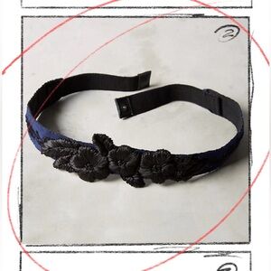 Anthropologie Black and Blue Floral Belt